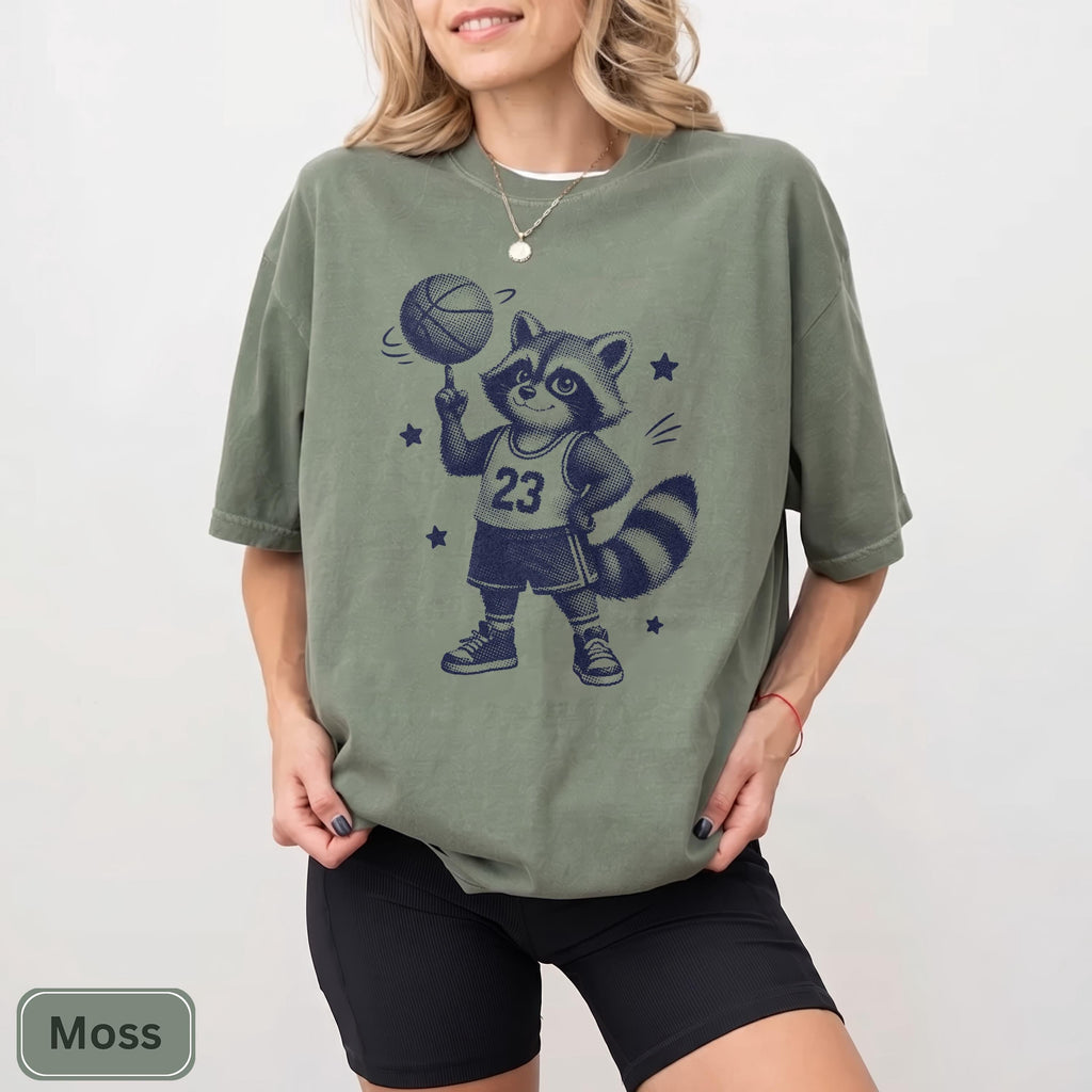 Raccoon Basketball Animal Hoops Tee Basketball Lover Unisex