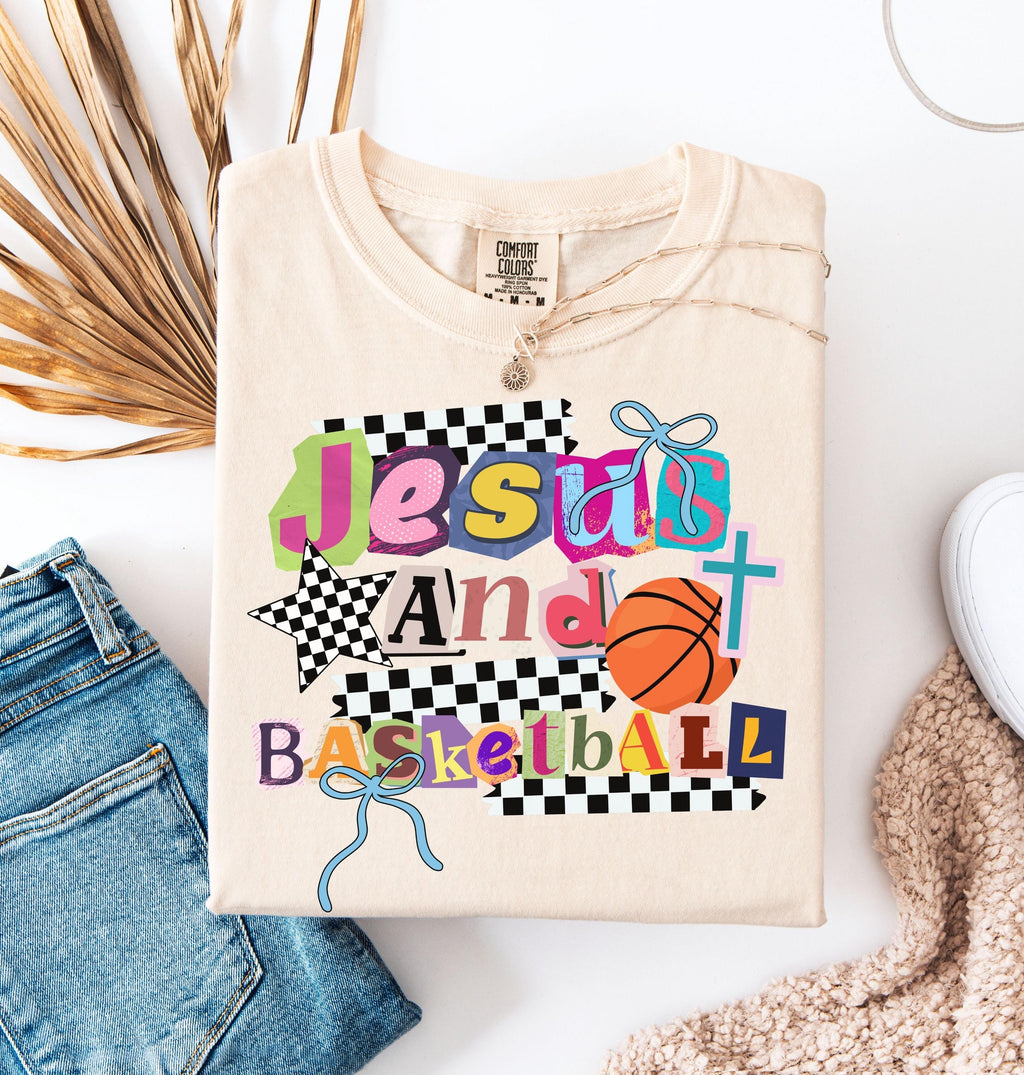 Comfort Colors Jesus Basketball Christian Basketball Mom Faith Sports Game Day Basketball