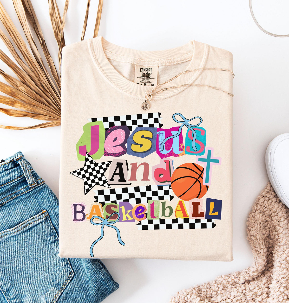 Comfort Colors Jesus Basketball Christian Basketball Mom Faith Sports Game Day Basketball