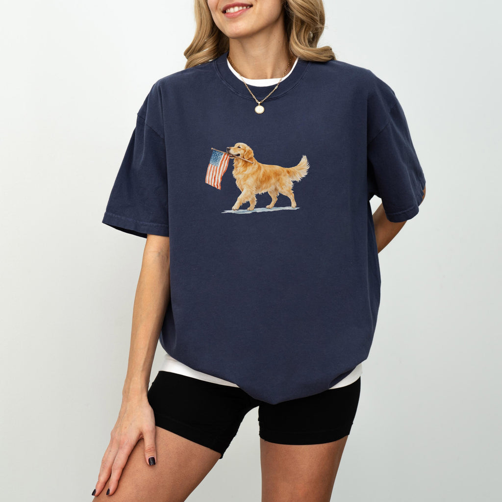 Golden Retriever American Flag Comfort Colors Golden Retriever 4th July Golden Mama Memorial Day Patriotic