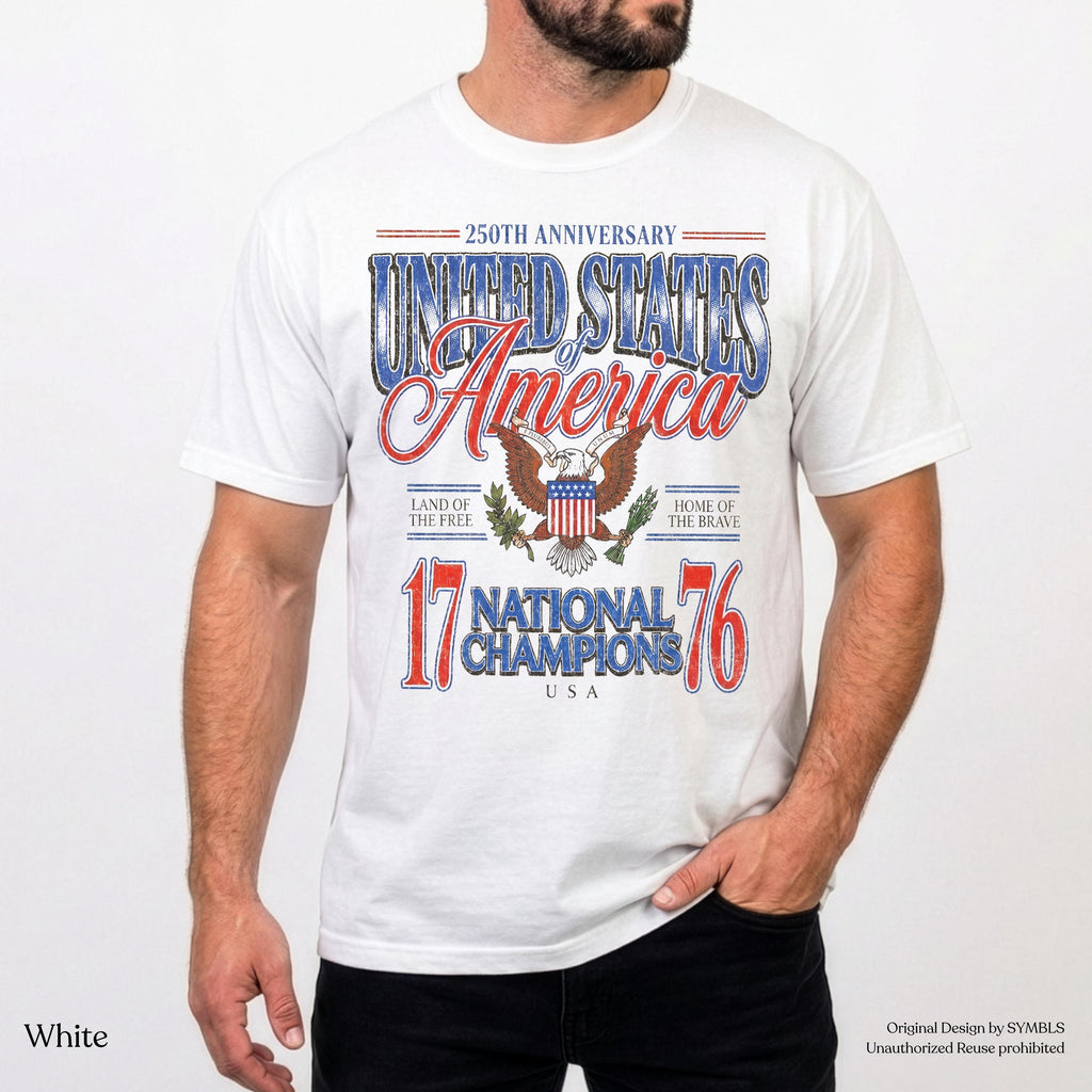 July 4th 1776 National Champions America 250th Anniversary Oversized Tee Distressed Americana