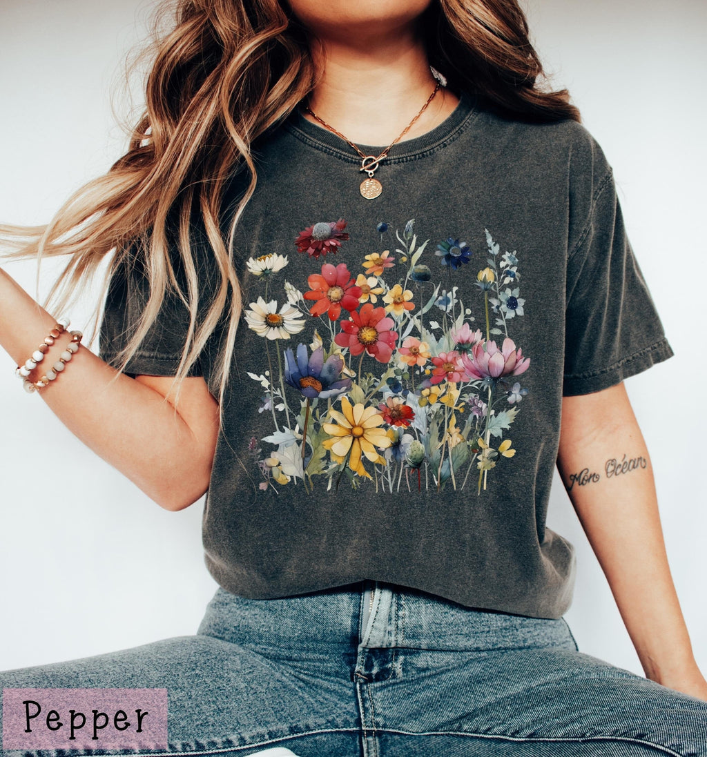 Boho Wildflower Comfort Colors Spring Floral Tee Unisex