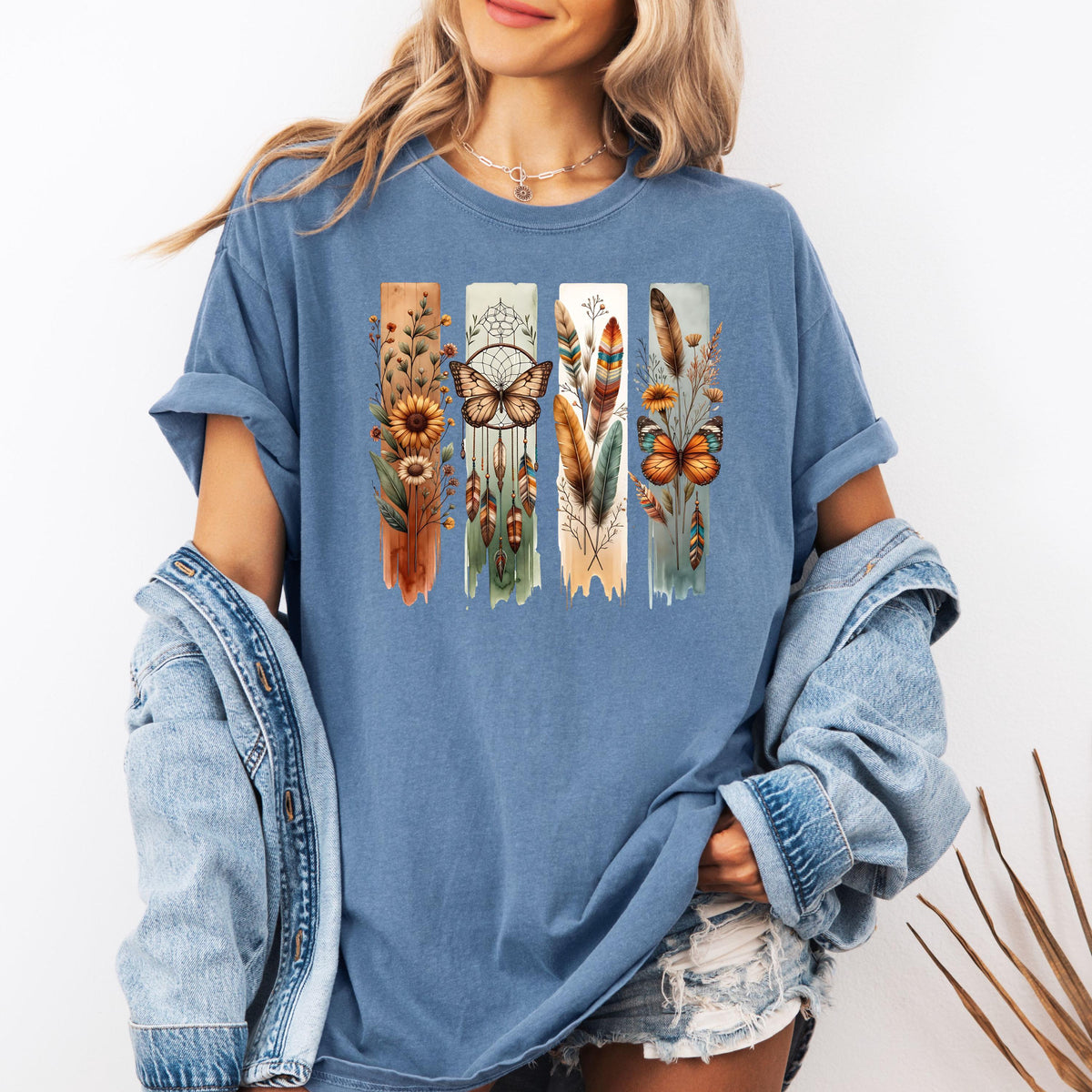 Comfort Colors Vintage Boho Flower Flower Butterfly Floral Retro Flower Nature Lover