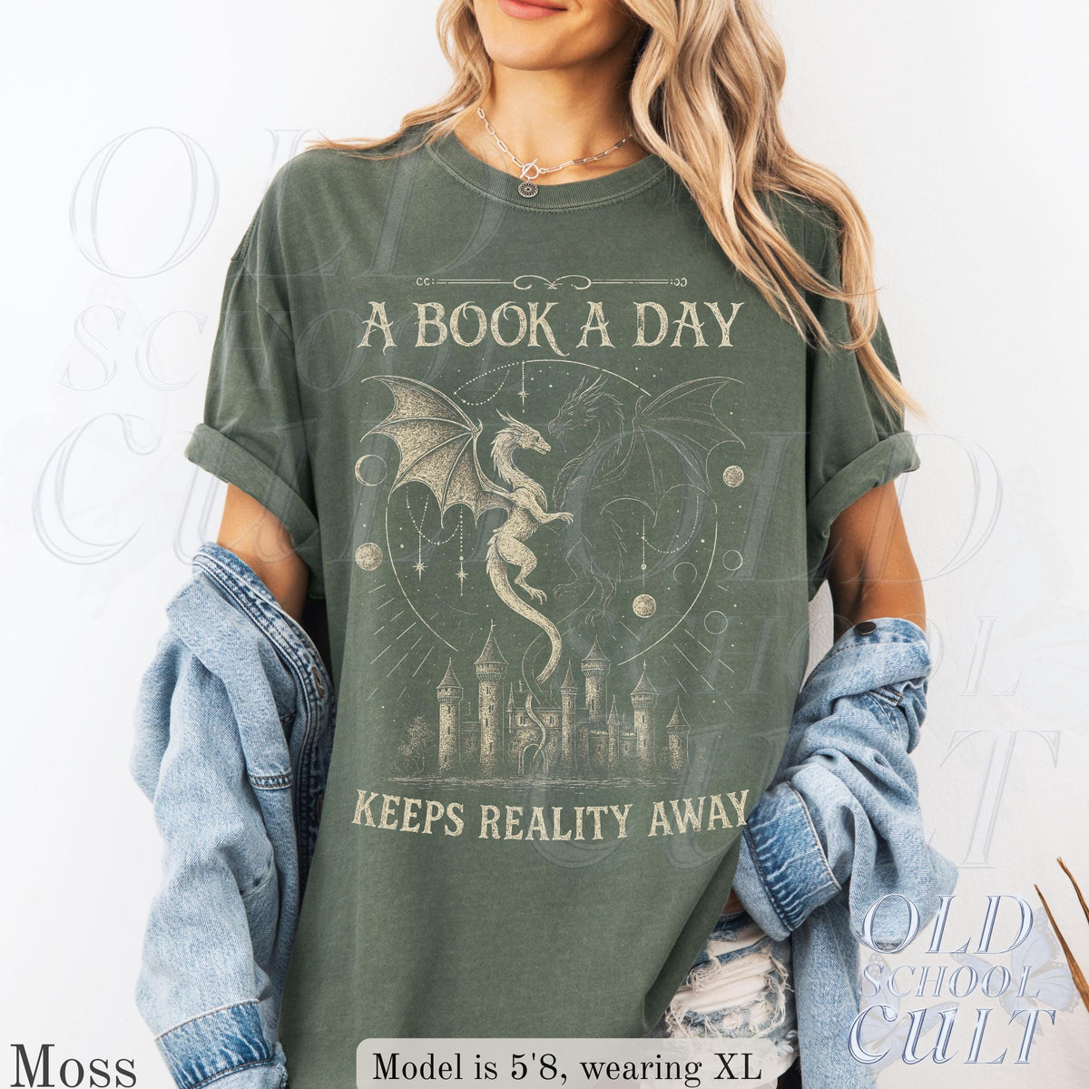 Book Day Keeps Reality Away Dragon Fantasy Comfort Colors Gothic Grunge Castle Reader