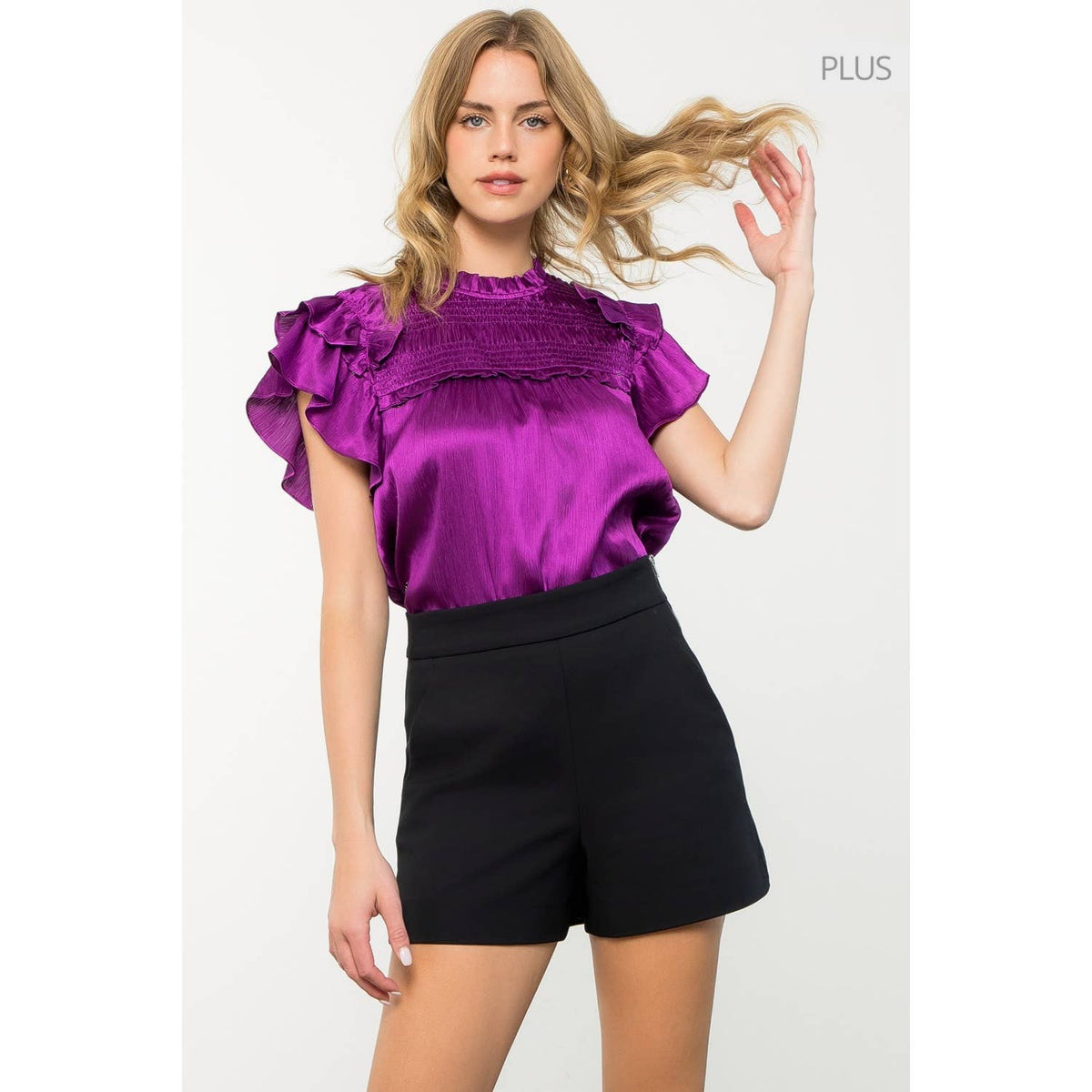 /Size Xl/ Flutter Sleeve Textured Top Unisex , , , Long Sleeve Tee