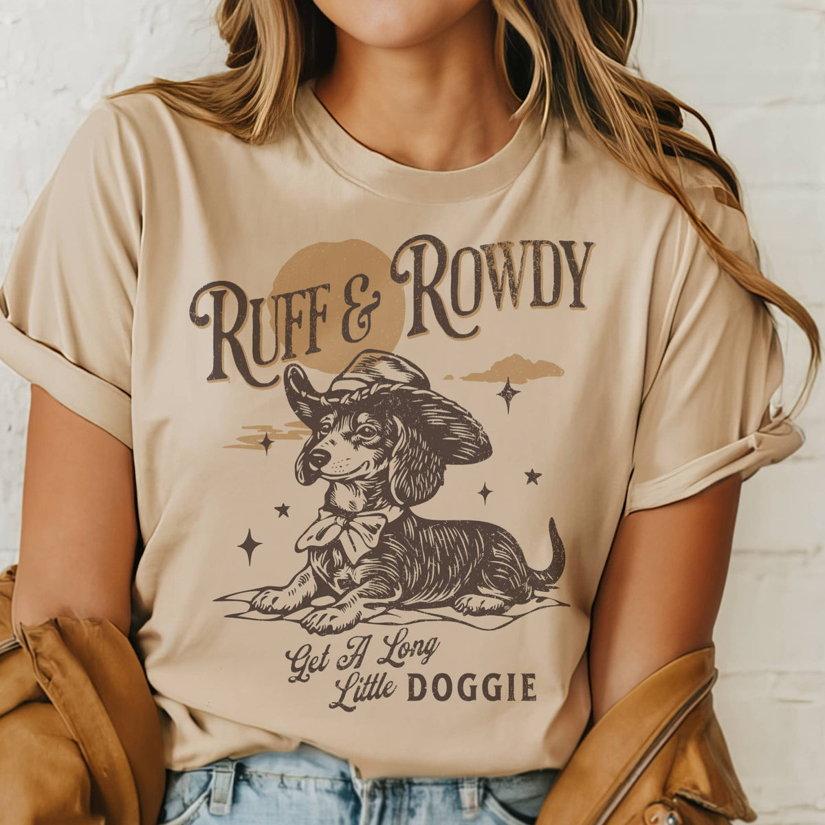 Western Ruff and Rowdy Dog Lover Farmers Market Graphic Tee Unisex , , , Long Sleeve Tee