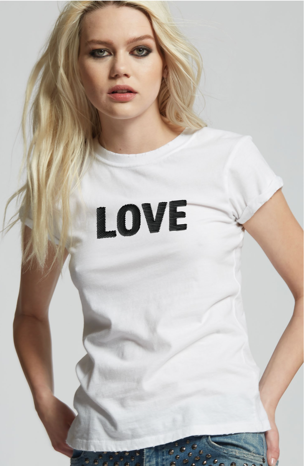 303962 - Love Embroidery Baby Tee
