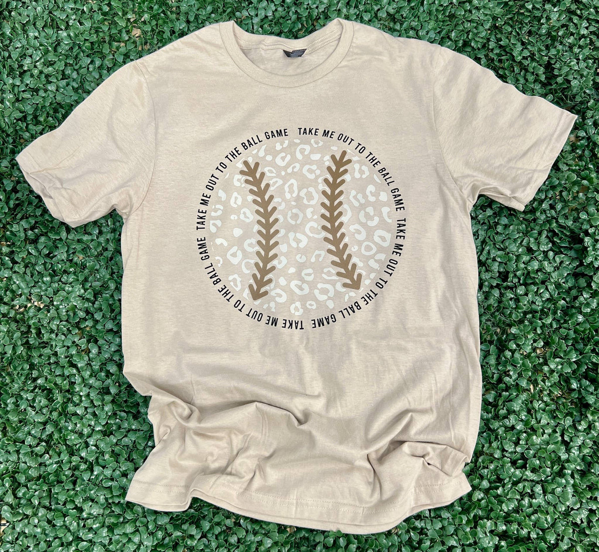 Take Me Out Leopard Baseball On Gildan Softstyle Sand Unisex , , , Long Sleeve Tee