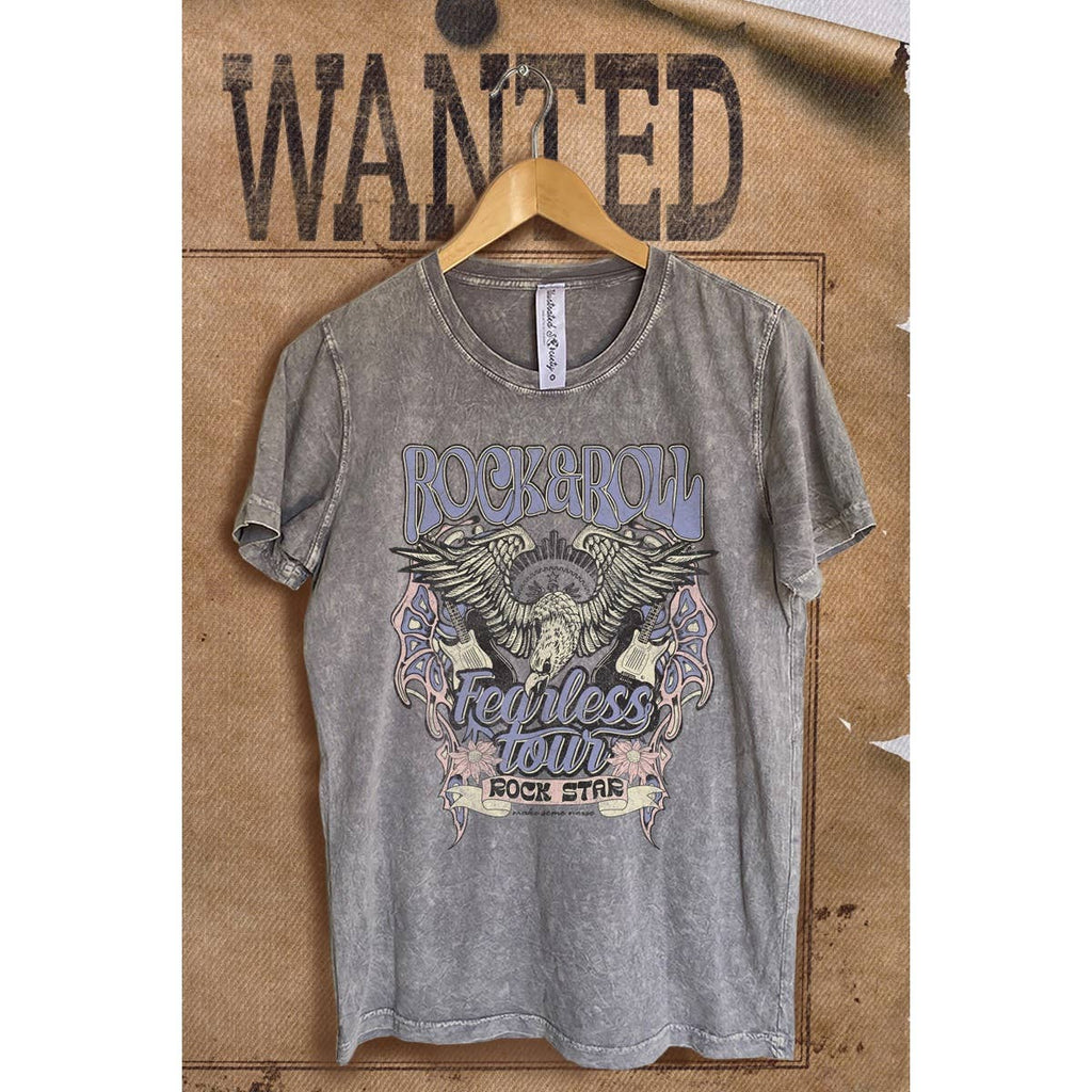 Rock and Roll Forever Mineral Wash Vintage Graphic  Tee