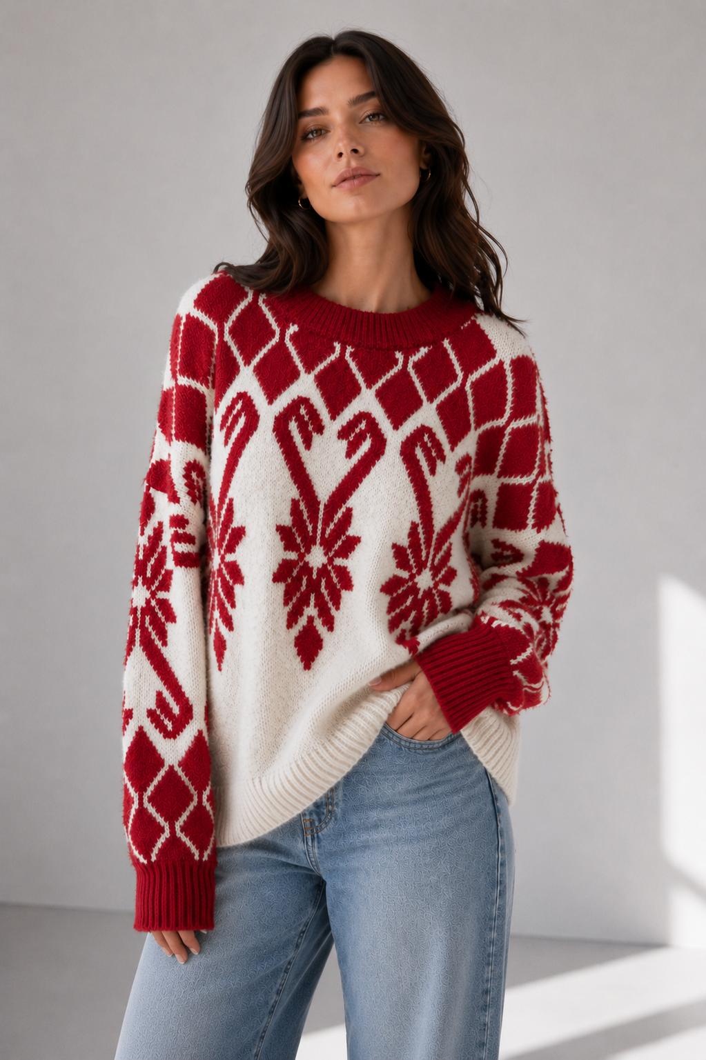 3165IK Nordic Fair Isle Knit Sweater Unisex , , , Long Sleeve Tee