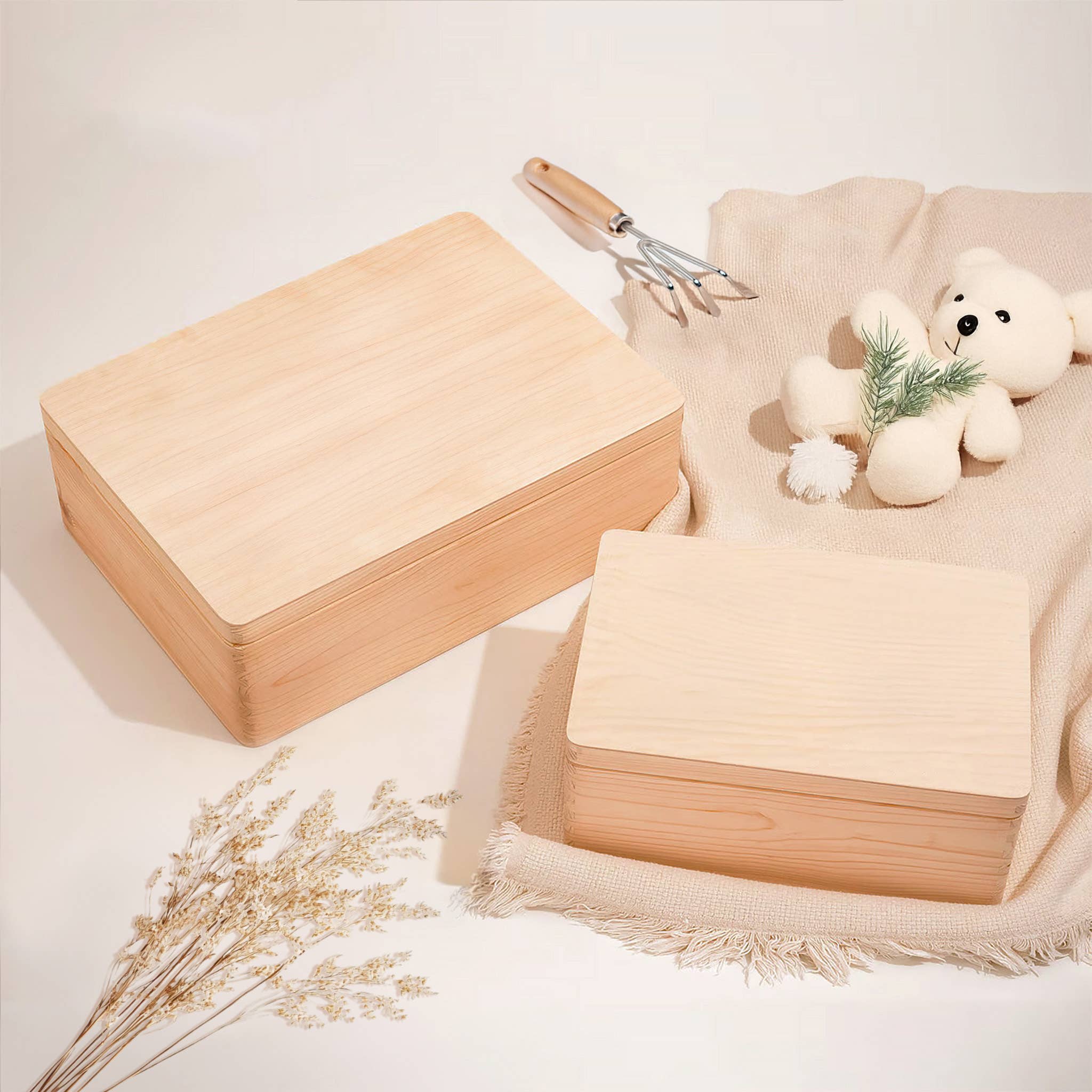 Handcrafted Wooden Keepsake Box – Natural Decor Storage Unisex , , , Long Sleeve Tee