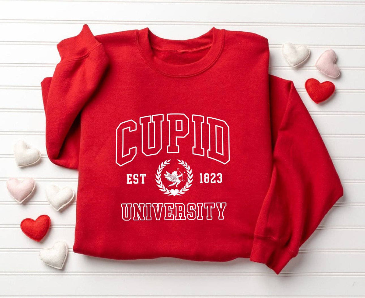 Cupid University Crew Neck Sweaters Unisex , , , Long Sleeve Tee