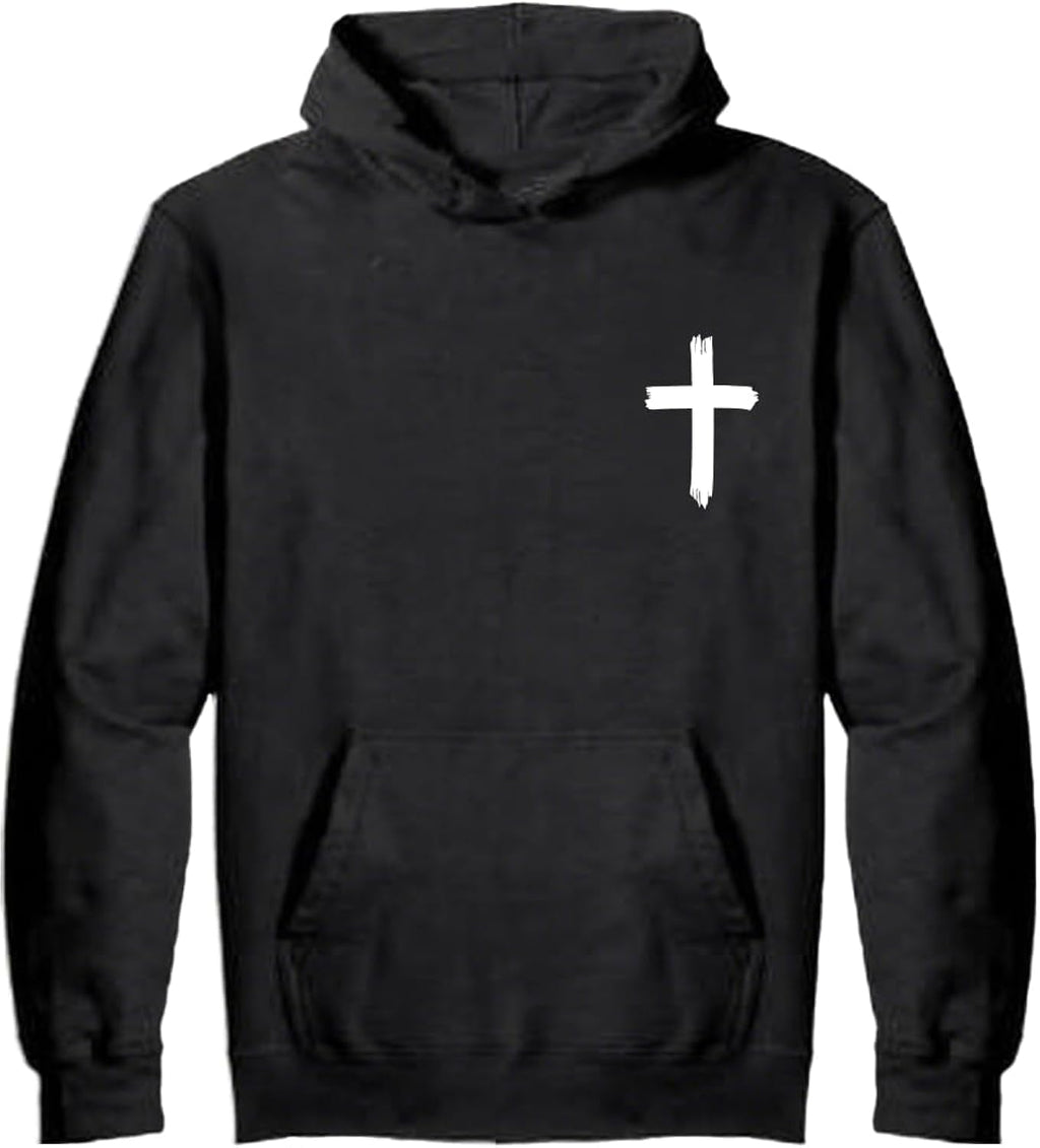 Christian Sweatshirts for Men Christ Cross Pullover Hoodie Inspirational Faith Graphic Long Sleeve Sweatshirt