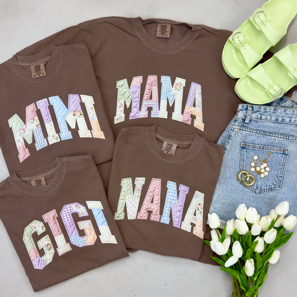 Patchwork Mama Gigi Nana Mimi Tee Unisex , , , Long Sleeve Tee