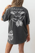 Butterfly Dropped Graphic Oversized Tee Unisex , , , Long Sleeve Tee