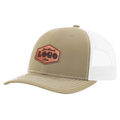 Custom Hat with Laser Engraved Patch - Khaki/White Unisex , , , Long Sleeve Tee
