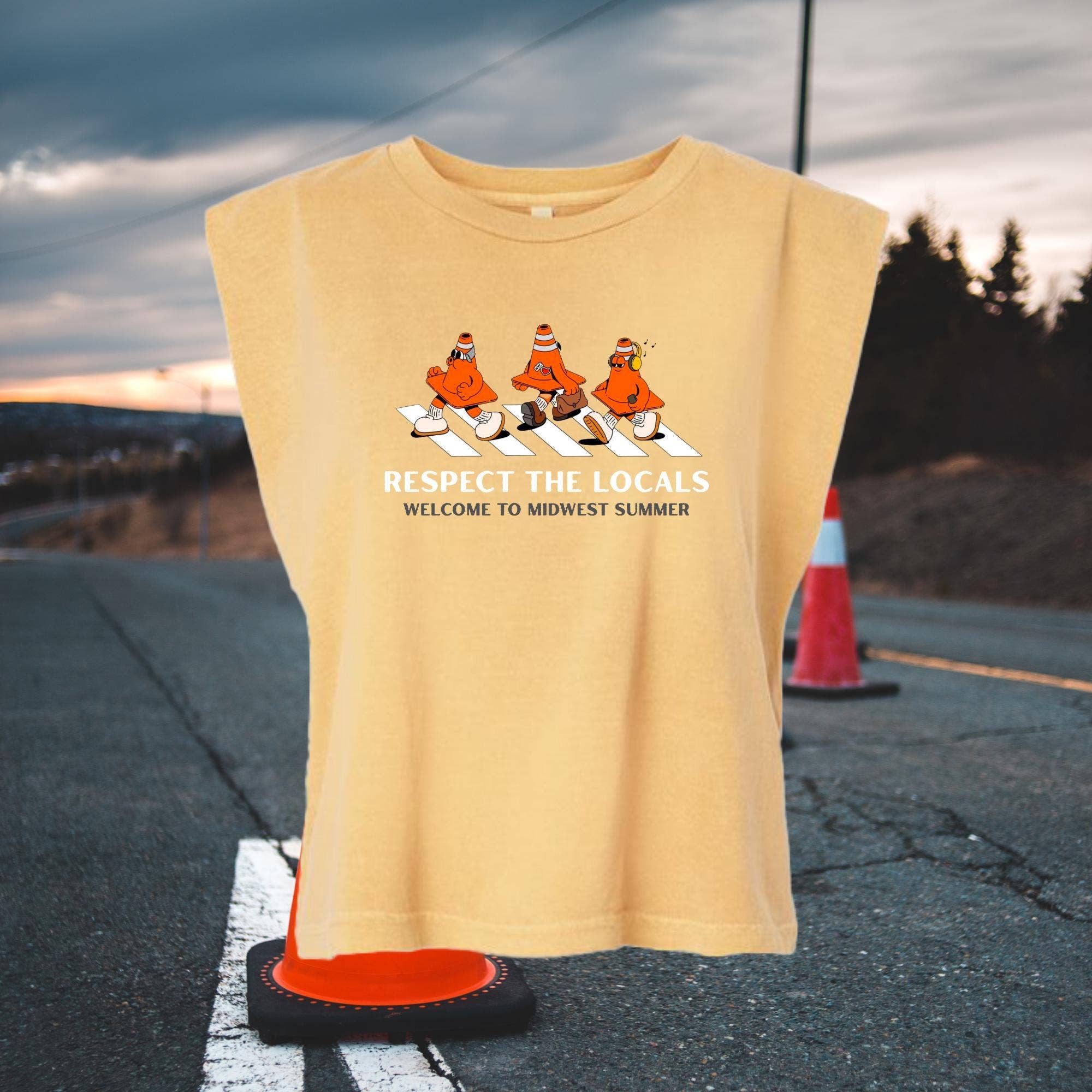 Midwest Summer Traffic Cone Muscle Tank - Respect Locals Unisex , , , Long Sleeve Tee
