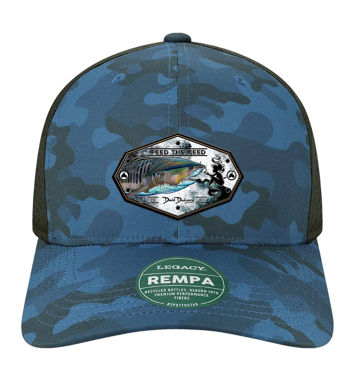 Tiger Shark & Mermaid Performance Blue Camo Hat Unisex , , , Long Sleeve Tee
