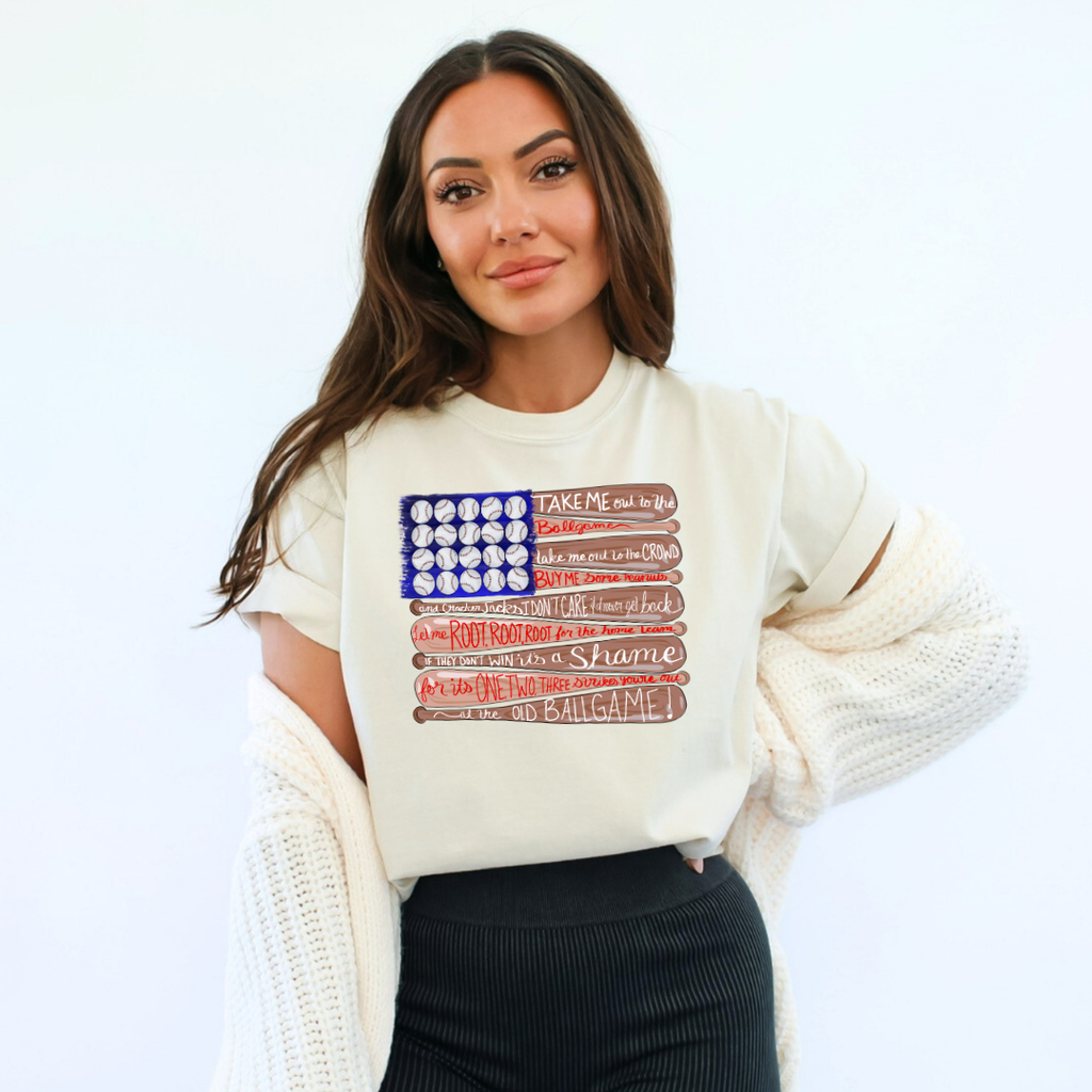 Baseball Flag On Comfort Colors Ivory