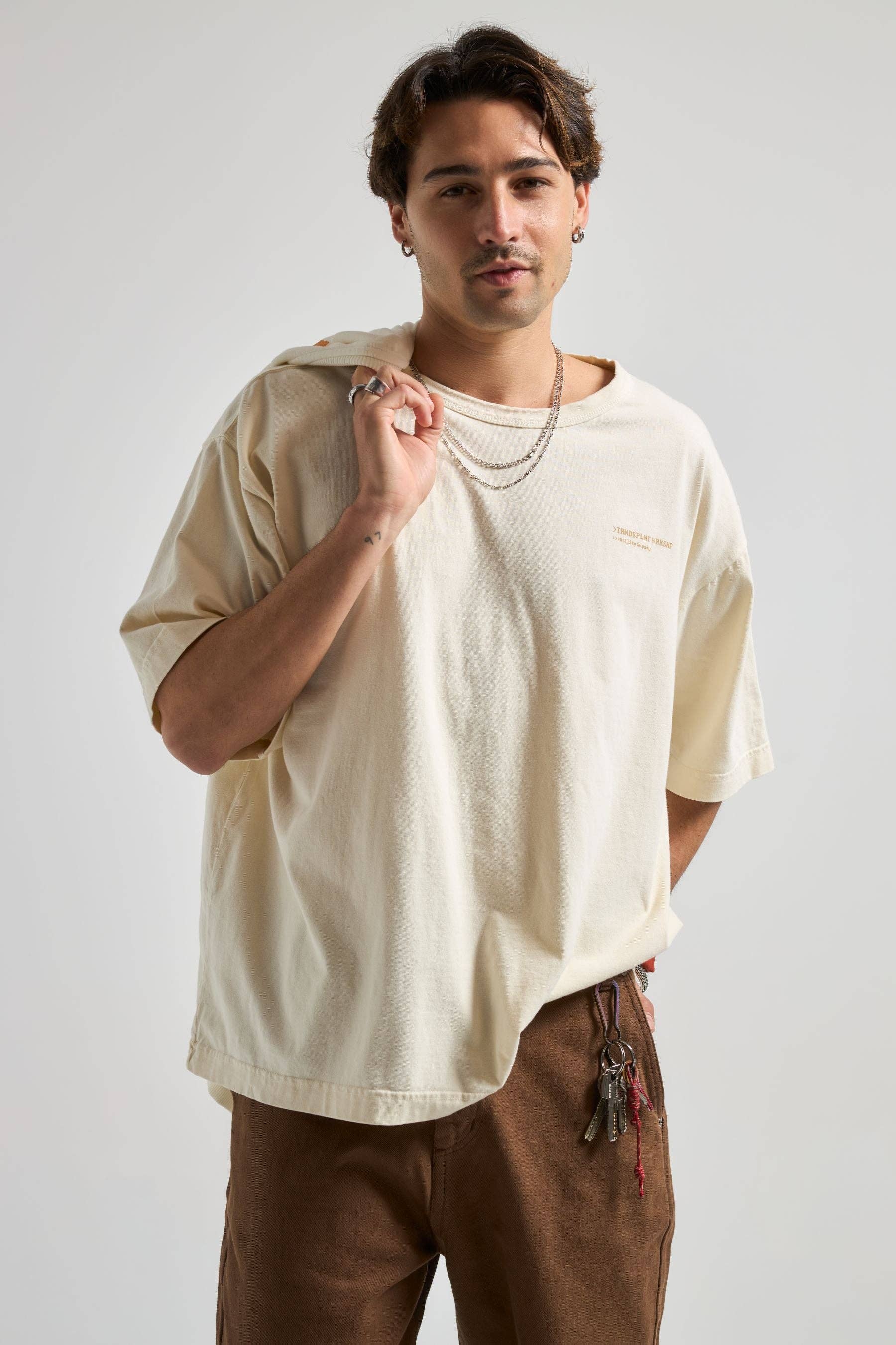 Core Oversized Antique White Unisex , , , Long Sleeve Tee