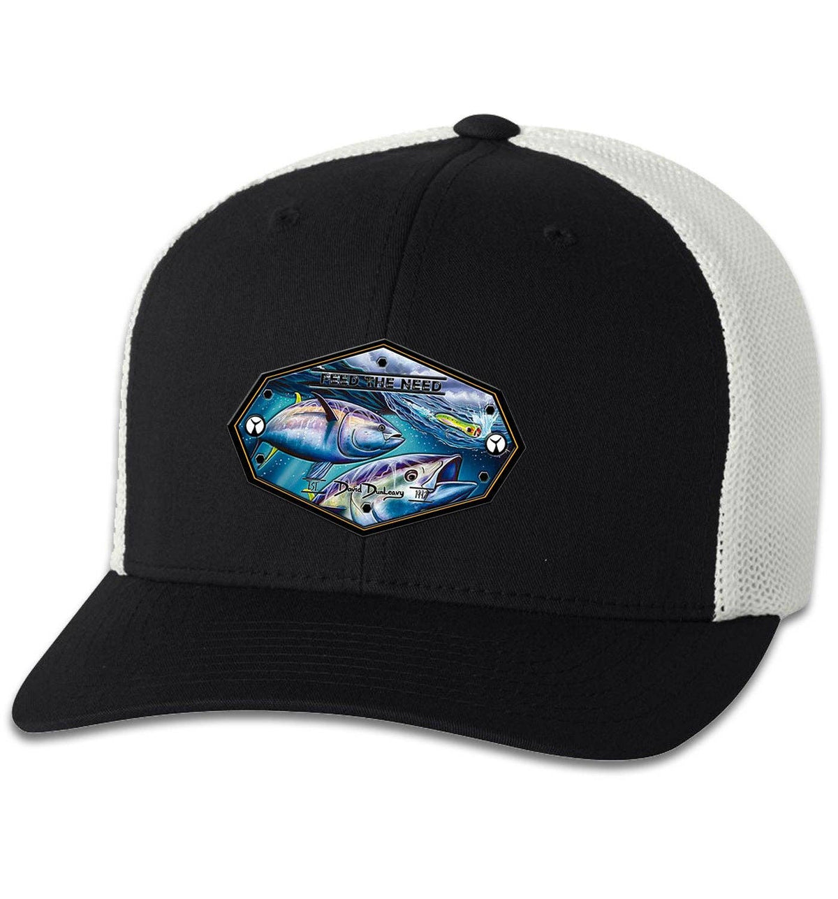 Bluefin Tuna 6 Panel Trucker Flexfit Black White Hat Unisex , , , Long Sleeve Tee