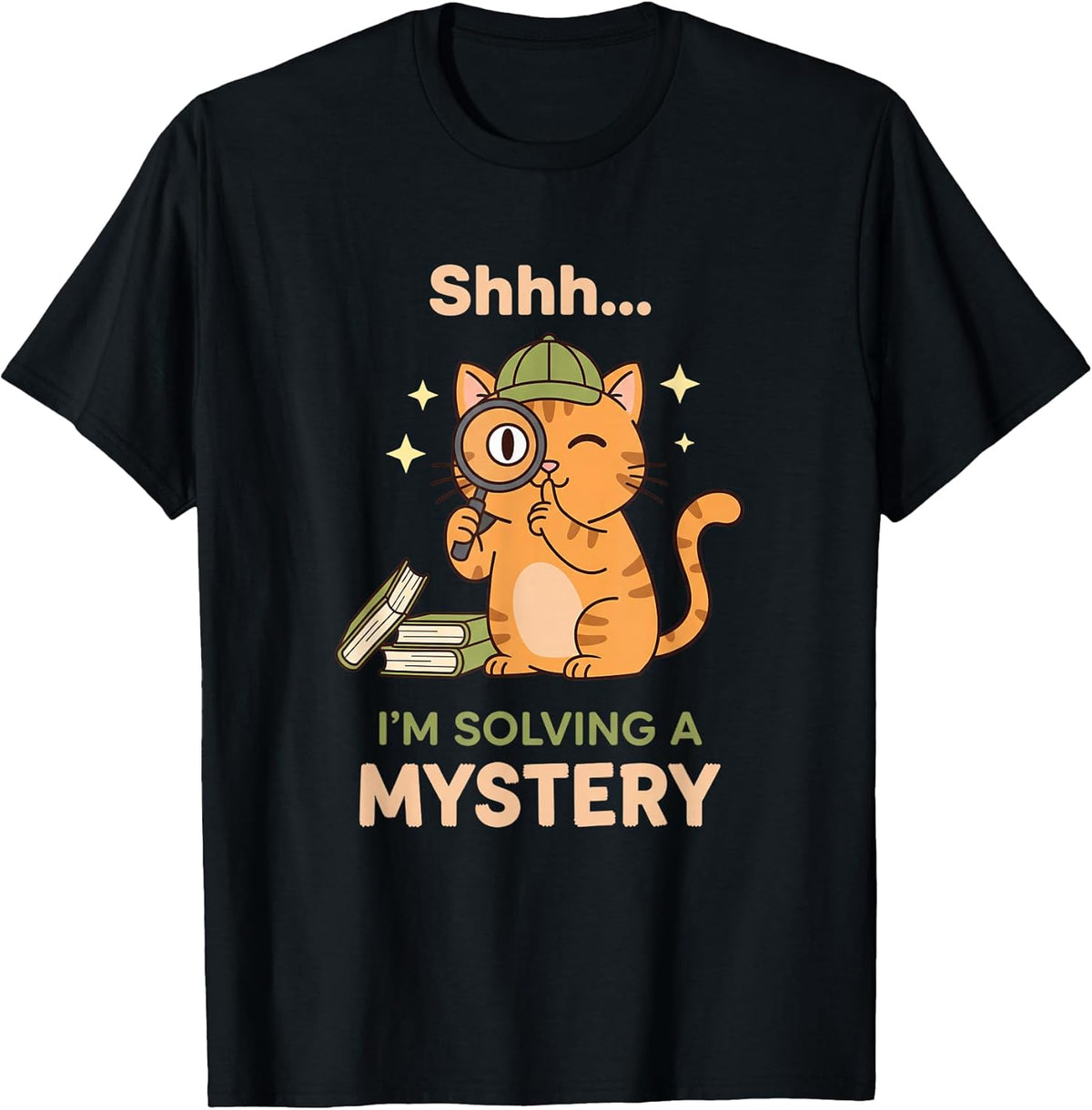 Shhh I'm Solving A Mystery Cat Detective Book Lover Unisex , , , Long Sleeve Tee