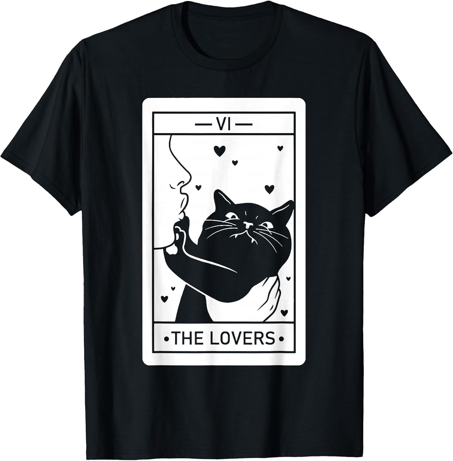 The Lovers Cat Humor Tarot Card Halloween Black Cats Lover Unisex , , , Long Sleeve Tee