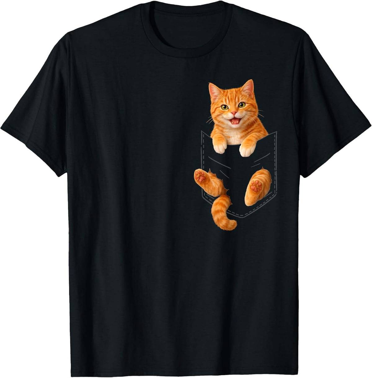 Cute Orange Tabby Cat Funny Pocket Cat Dad Mom Animal Lover Unisex , , , Long Sleeve Tee