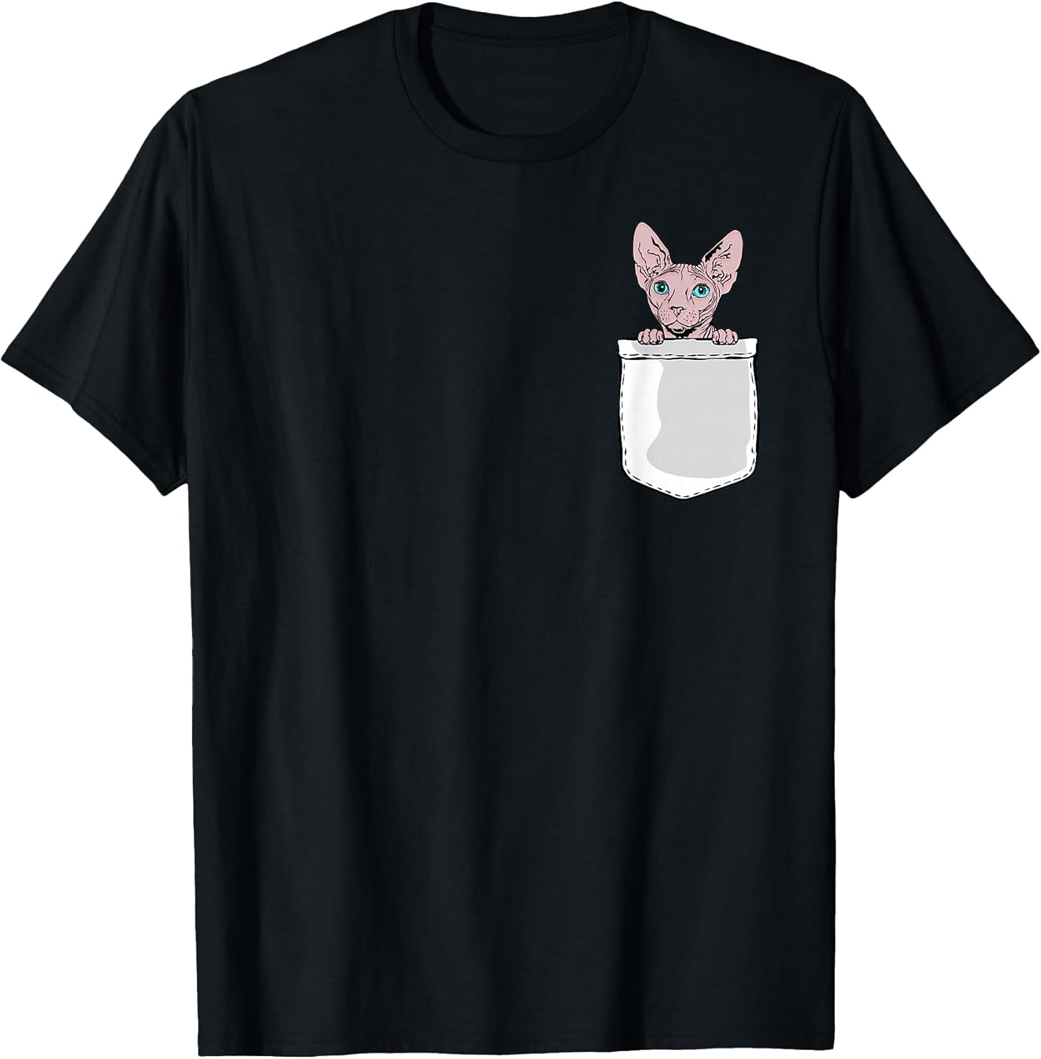 Cute Sphynx Cat in Pocket Hairless Cat Lover Pet Sphynx Unisex , , , Long Sleeve Tee