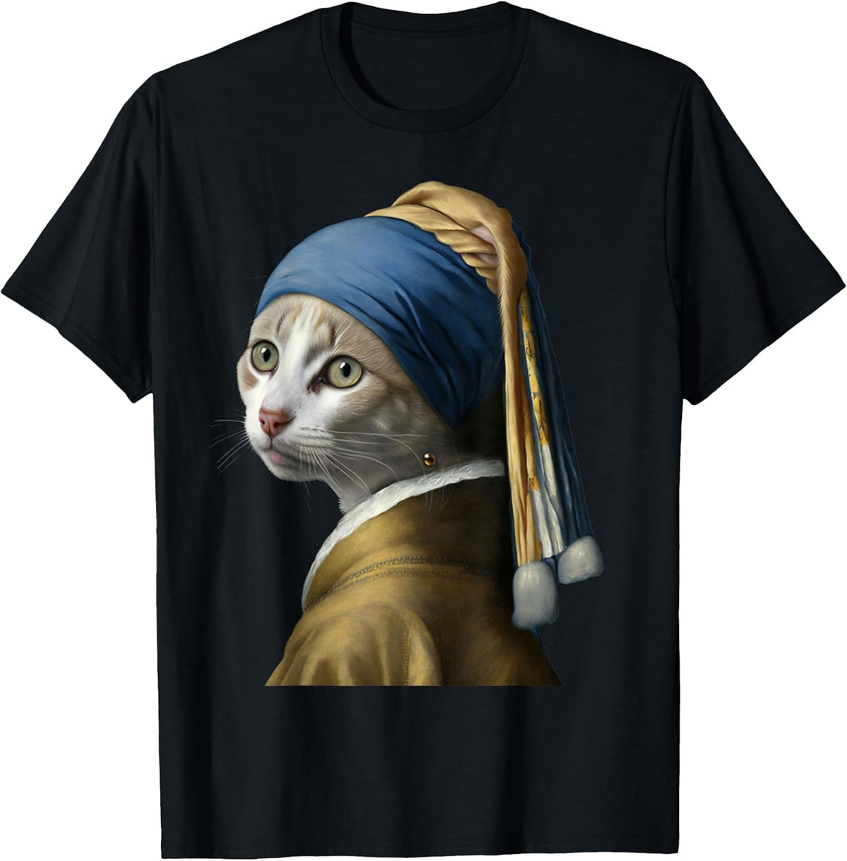 Girl with a Pearl Earring Funny Cat Lovers Unisex , , , Long Sleeve Tee