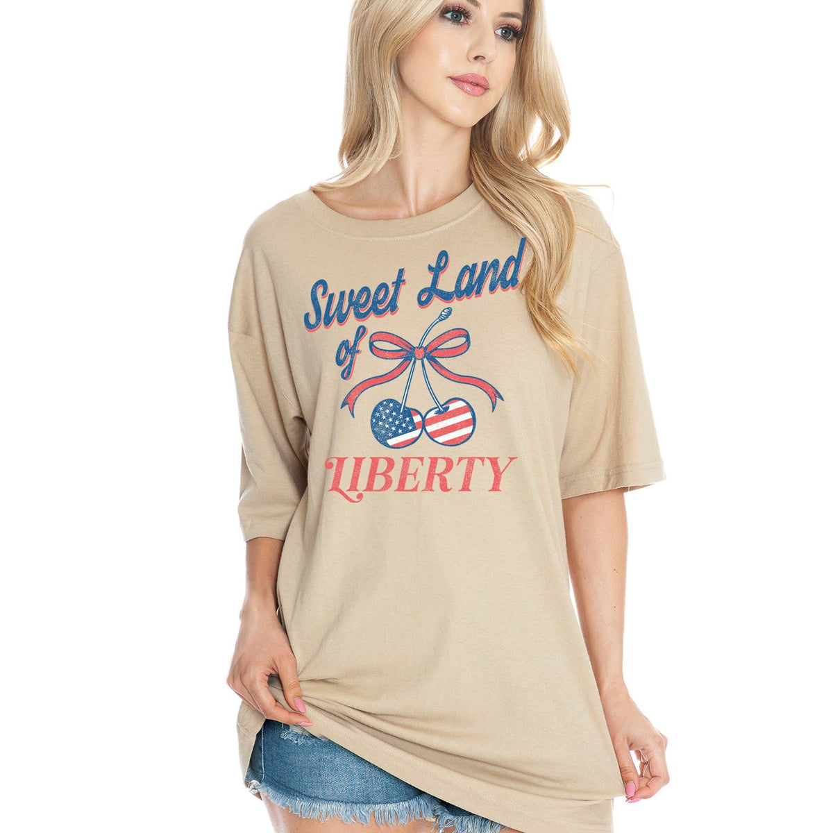 Sweet Land Liberty - Oversized Unisex , , , Long Sleeve Tee