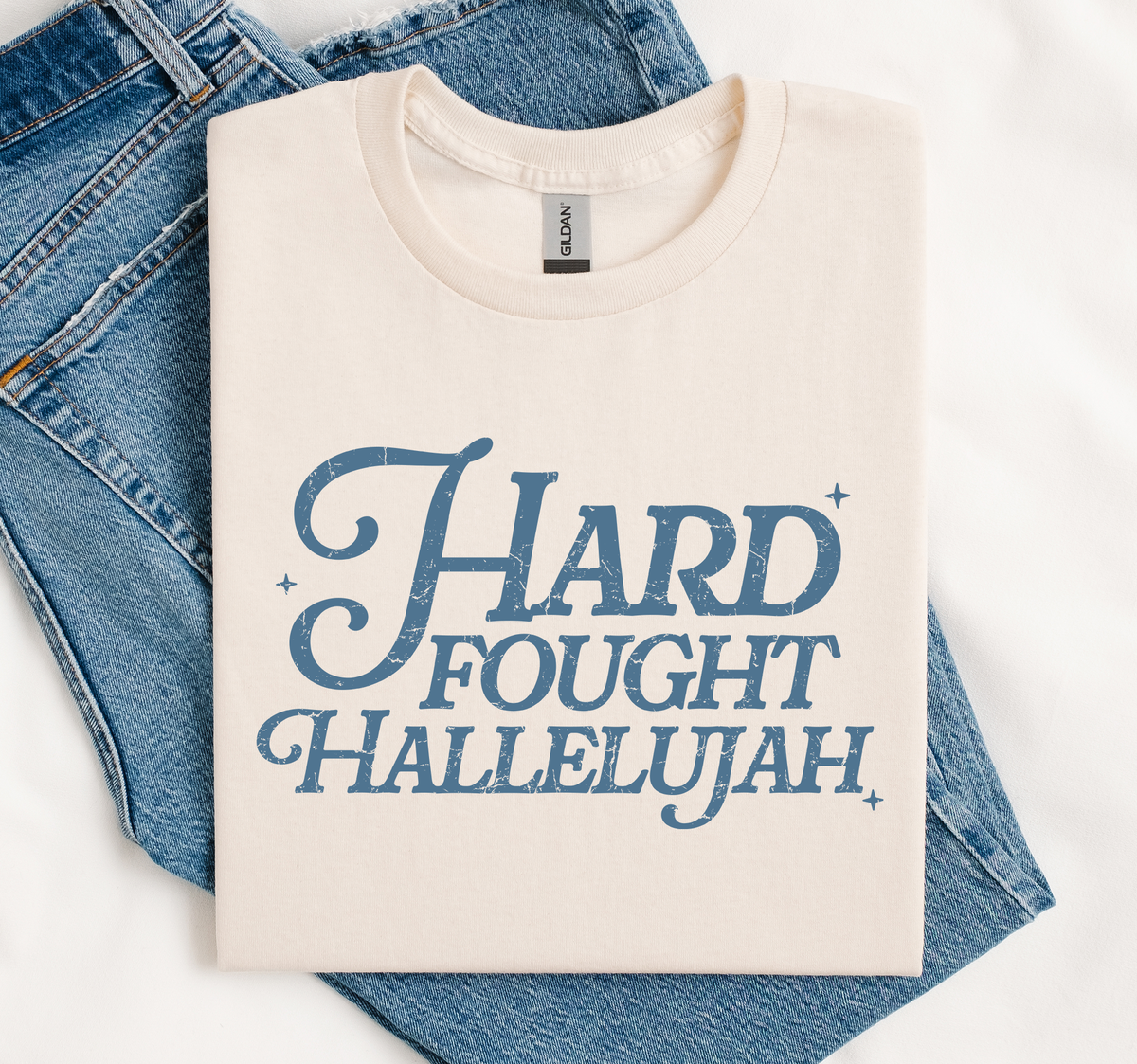 Hard Fought Hallelujah, Faith Shirt, Religious, Soft Gildan Unisex , , , Long Sleeve Tee