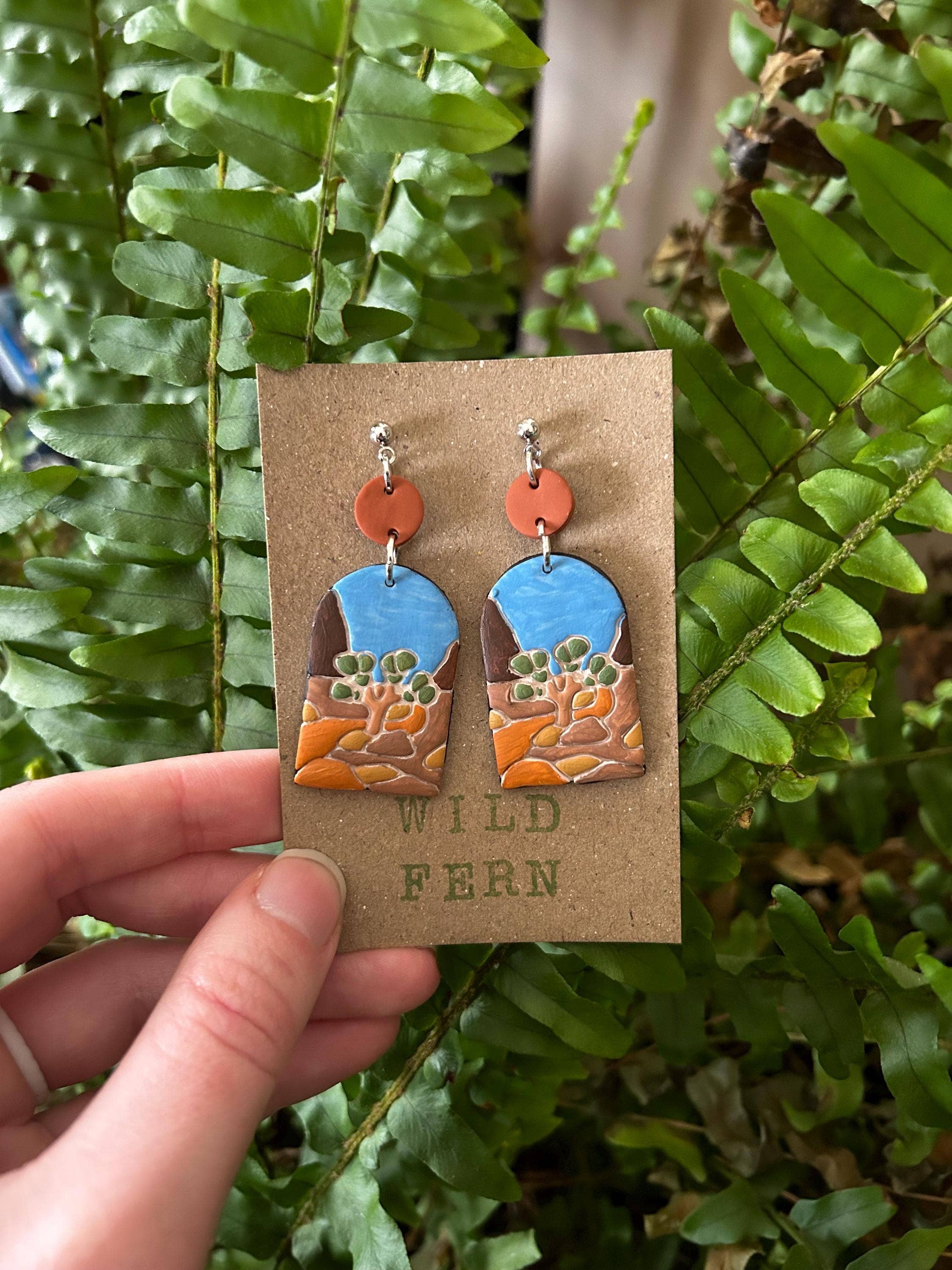 Joshua Tree National Park Polymer Clay Earrings Unisex , , , Long Sleeve Tee