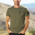 Three Nails Christian Graphic Tee - Heather Mil. Green Unisex , , , Long Sleeve Tee
