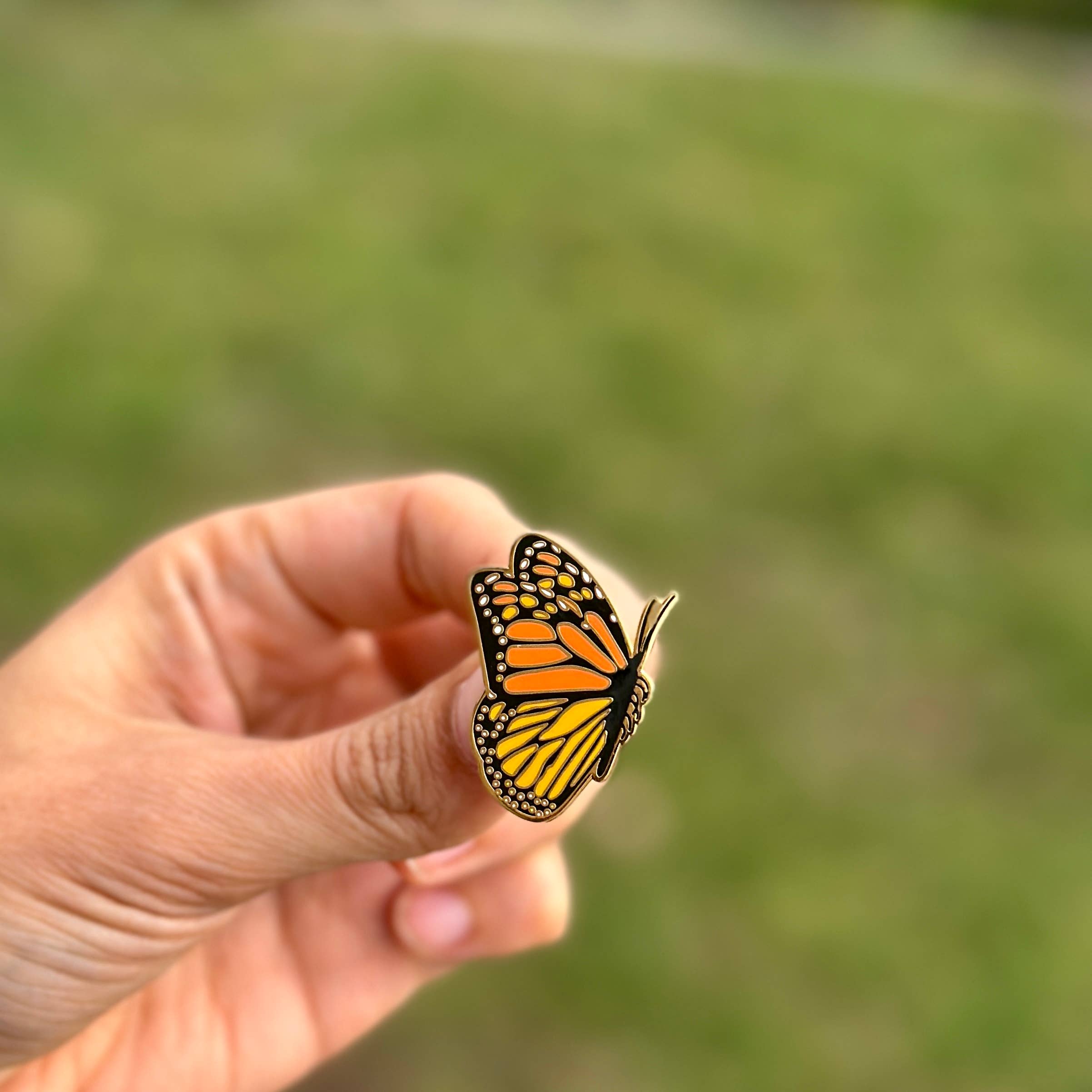Monarch Butterfly Enamel Pin Unisex , , , Long Sleeve Tee
