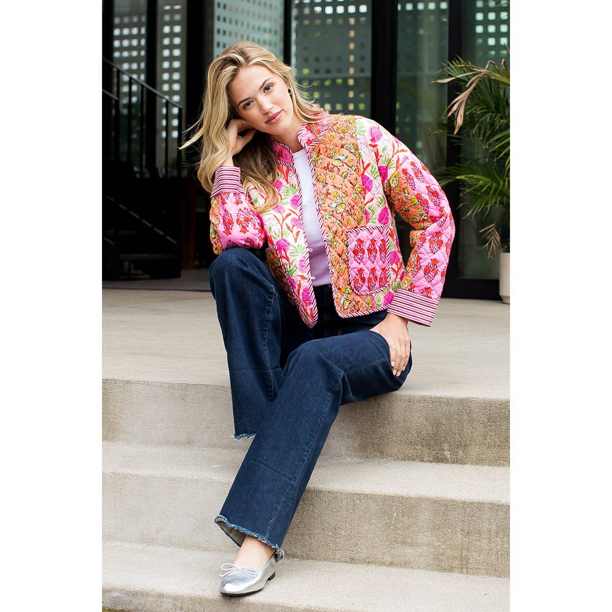 Patchwork Quilted Jacket Unisex , , , Long Sleeve Tee