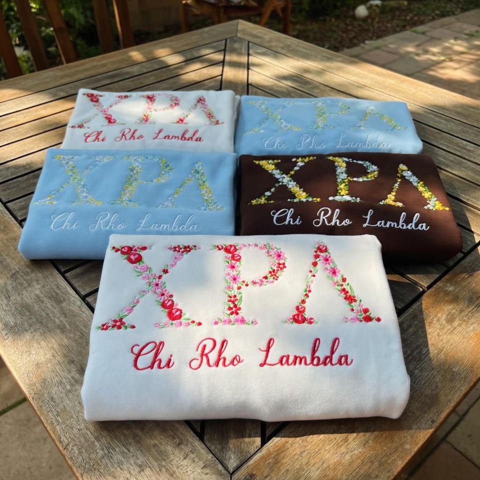 Floral Sorority Sweatshirt | Embroidered Greek Letter Crewneck
