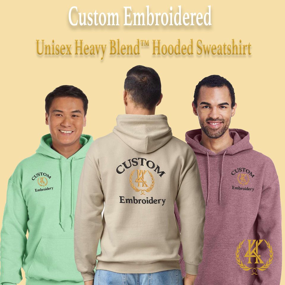Custom Embroidered Unisex Hooded Sweatshirt | Personalized Classic Fit Hoodie with Team Logo or Design