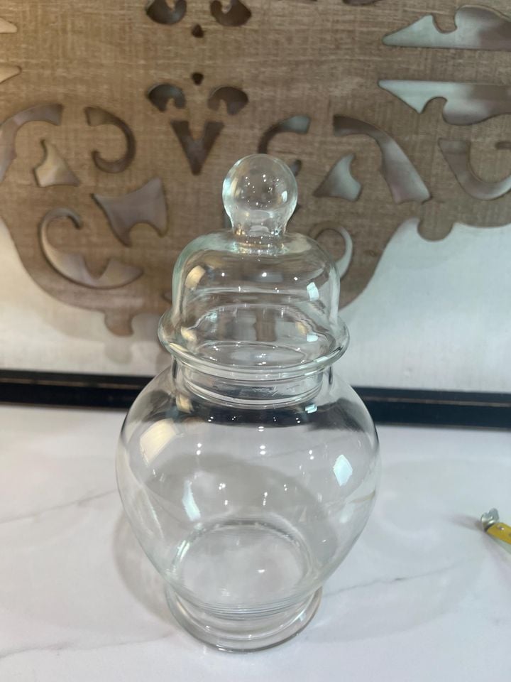Vintage Clear Glass Apothecary Jar MCM Candy Dish or Vanity Storage