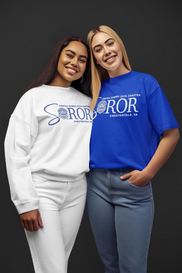 Chapter Soror Embroidered Sweatshirt | Zeta Phi Beta| Zeta Anniversary|  Royal Blue and White | Chapterversary Apparel