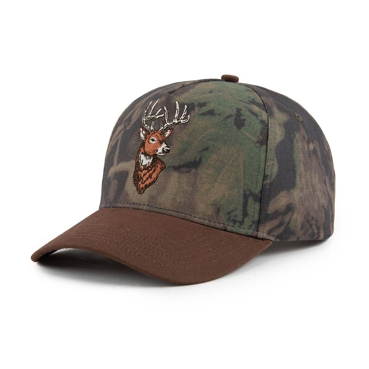 The Buck Snapback 5-Panel Camo & Brown Canvas Hat Unisex , , , Long Sleeve Tee