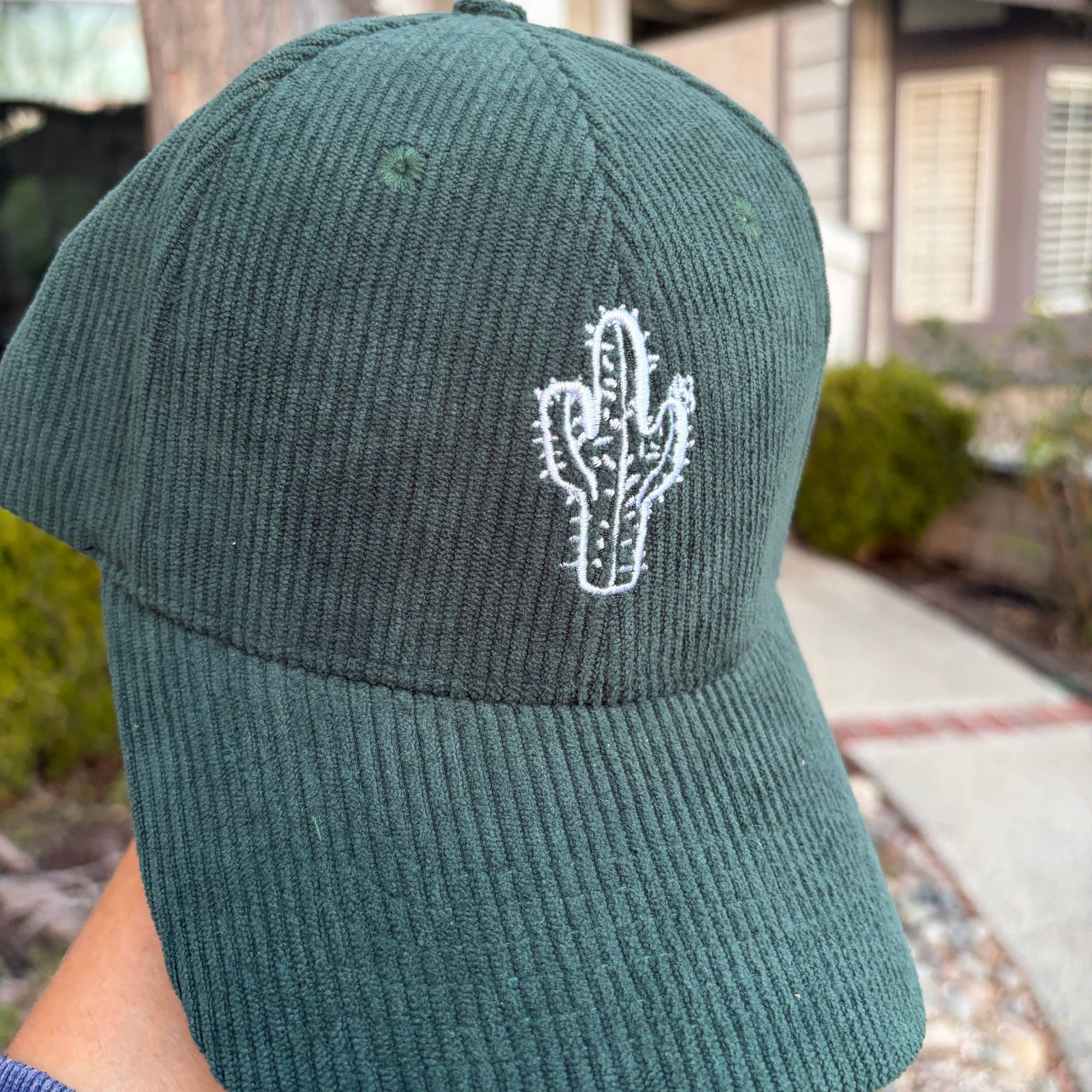 Corduroy Green Cactus Hat Stylish and Comfortable Unisex , , , Long Sleeve Tee