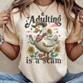 Sarcastic Duck Adulting Is A Scam Relatable Graphic Tee Unisex , , , Long Sleeve Tee