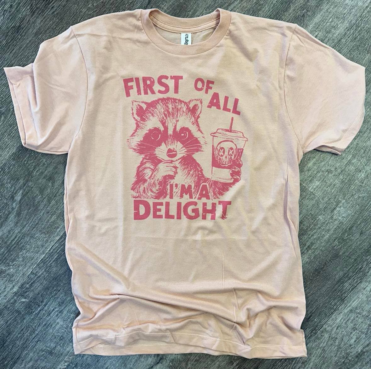 First of All I'm A Delight On Tultex Heather Peach Unisex , , , Long Sleeve Tee