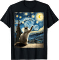 Van Gogh Starry Night Moon Artistic Pet Lover Ragdoll Cat Unisex , , , Long Sleeve Tee