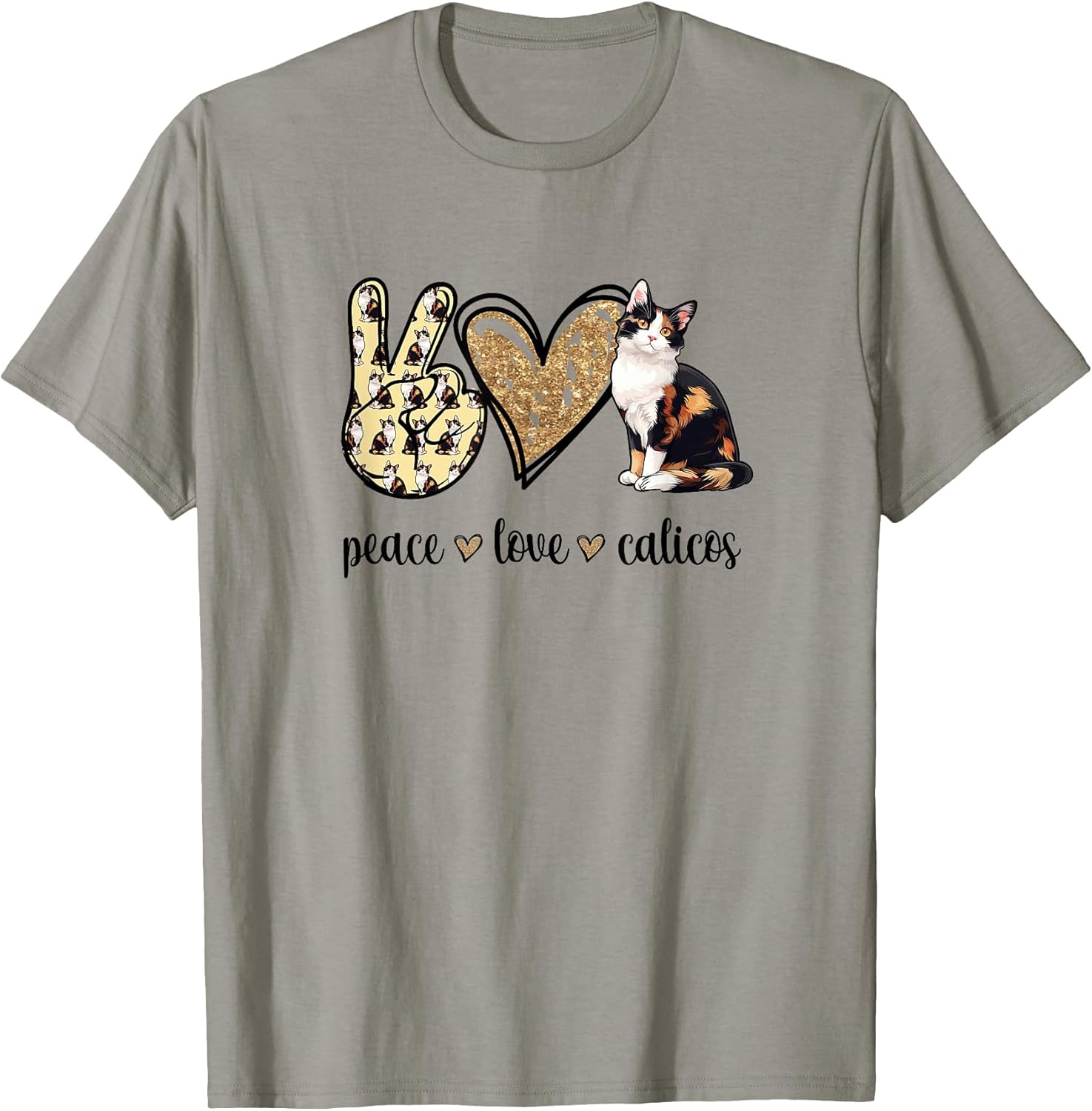 Womens Girls Art Peace Love Calico Cat Lover Unisex , , , Long Sleeve Tee