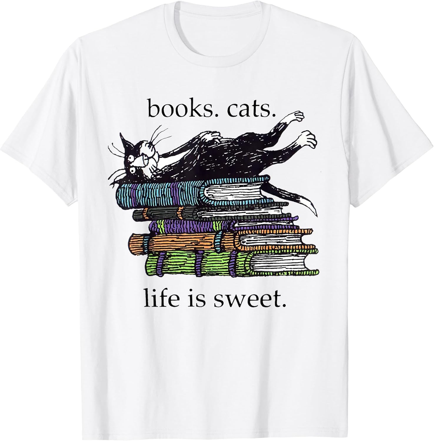 Funny Cats Books Lover Men Women Unisex , , , Long Sleeve Tee