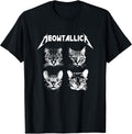 Meowtallica Black White Funny Parody Band Cat Kitten Lover Unisex , , , Long Sleeve Tee