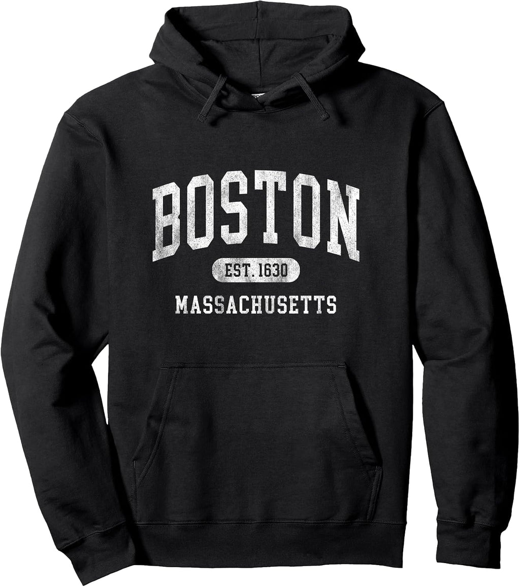 Vintage Boston Massachusetts Established 1630 throwback Pullover Hoodie