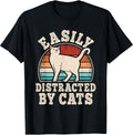 Easily Distracted by Cats Retro Cat Lover Vintage Men Women Unisex , , , Long Sleeve Tee